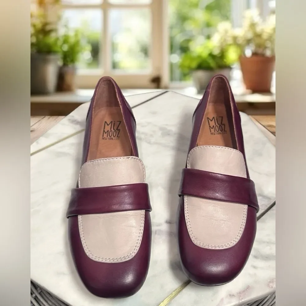 MIZ MOOZ  Bordeaux Leslee Leather Loafers Heel Womens EU 36
